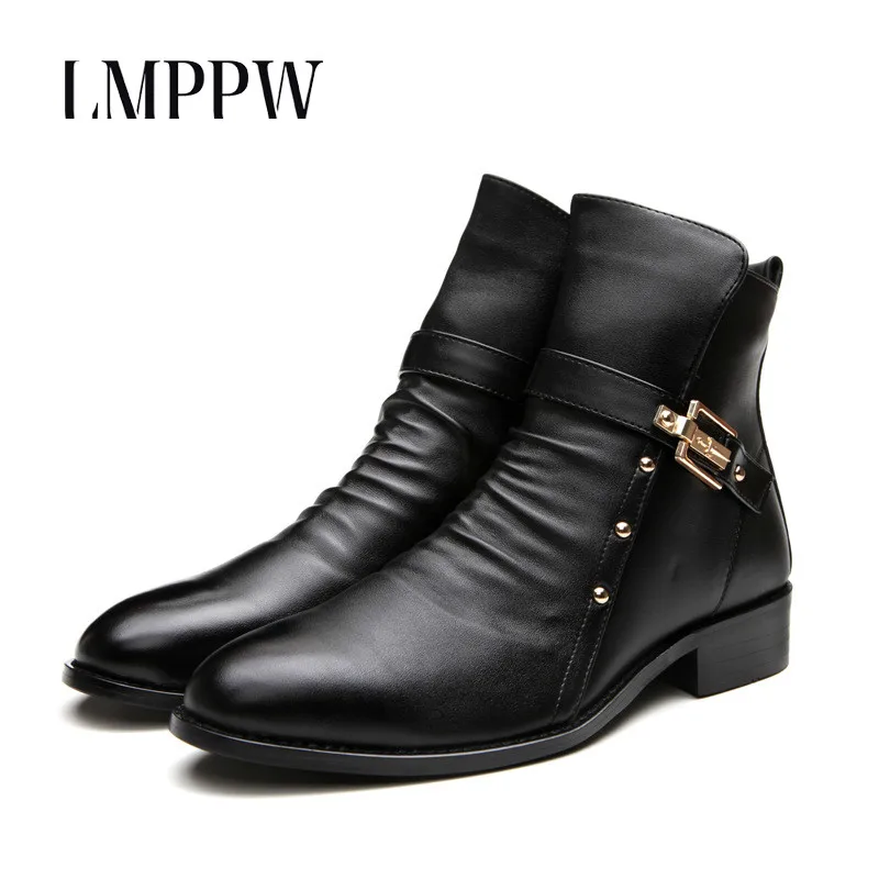 

British Style Men Boots Leather Fashion Retro Martin Boots Autumn Winter Genuine Leather Ankle Boots for Men Casual Shoes Black