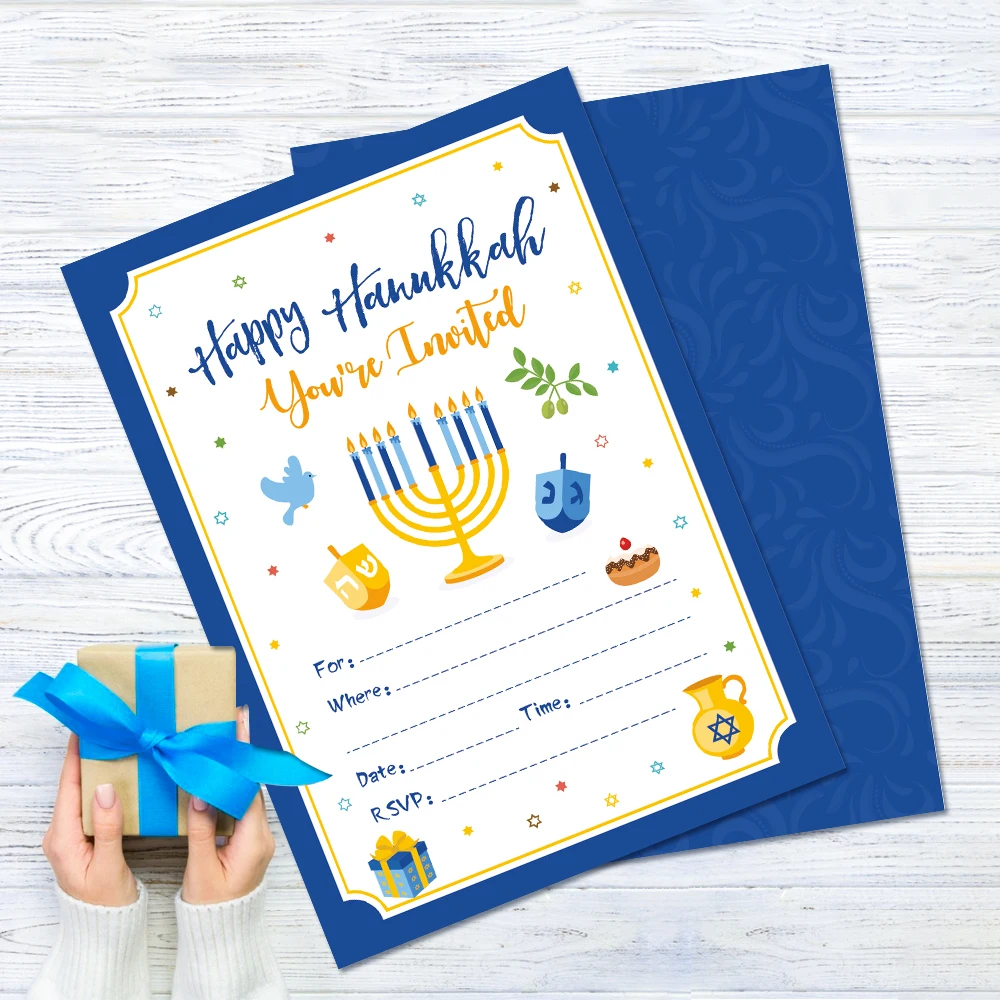 Hanukkah приглашения на праздник карты вы приглашены Chanukah девять ветвей приглашения вечеринка, украшения