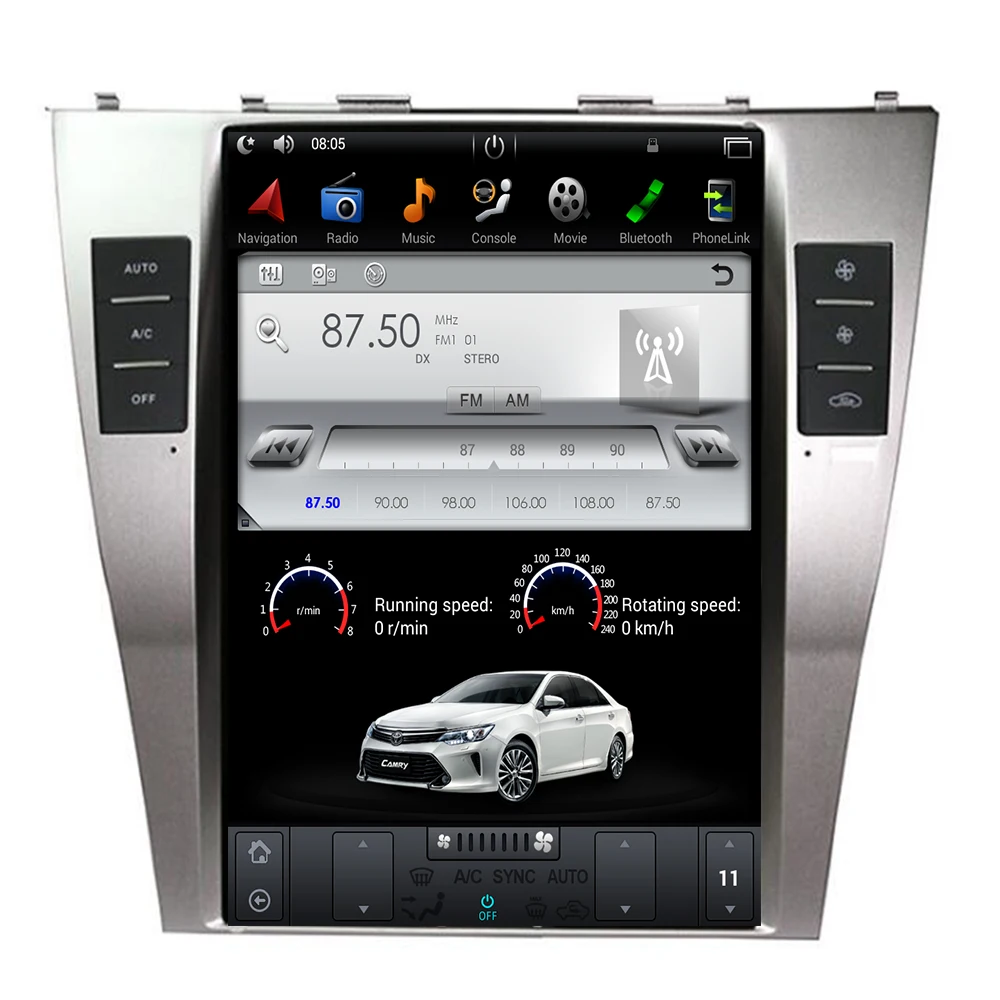 Best 10.4 Inch Android9.0 Tesla style Car GPS Navigation For TOYOTA CAMRY 2007-2011 stereo multimedia no DVD player tape recoder unit 1