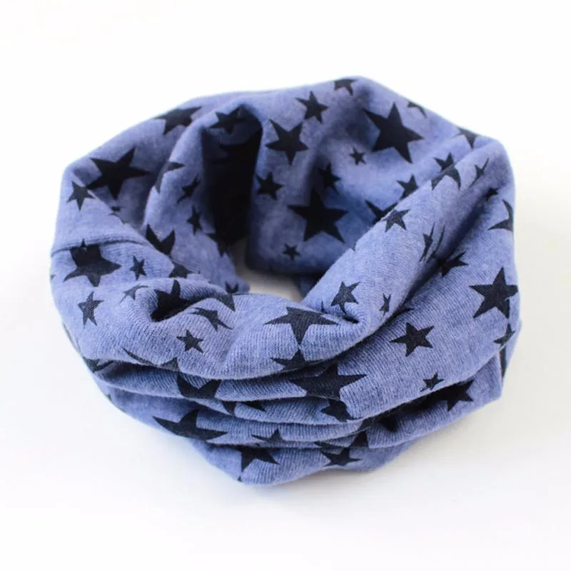 denim blue Детский шарф для девочек и мальчиков с принтом Совы из мультфильма, зимний шарф с круглым вырезом, Детские хлопковые мягкие теплые шарфы, Детская шаль - Цвет: denim blue