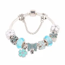 AIFEILI Мода Grystal& стекло Подсолнух болтается браслет с шармами для женщин DIY тонкий браслет ювелирный подарок