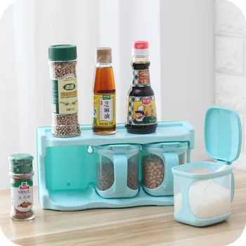 

Plastic Herb Spice Gadgets Tools Seasoning Bottles Jars Spice Condiment Boxes Container Lid Can Spoon Tray Kitchen Home Supplies
