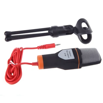 

Black Mic Wired Microphone with Holder Clip 3.5mm stereo Plug Portable and Plug-and-play for Chatting Singing Karaoke PC Laptop