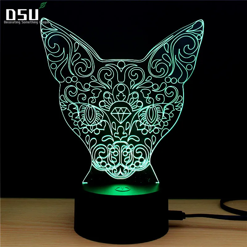 

Leopard Head 3D LED illusion Night Light 7 Color Change LED Table Lamp Xmas Toy Gift USB Power Night Light