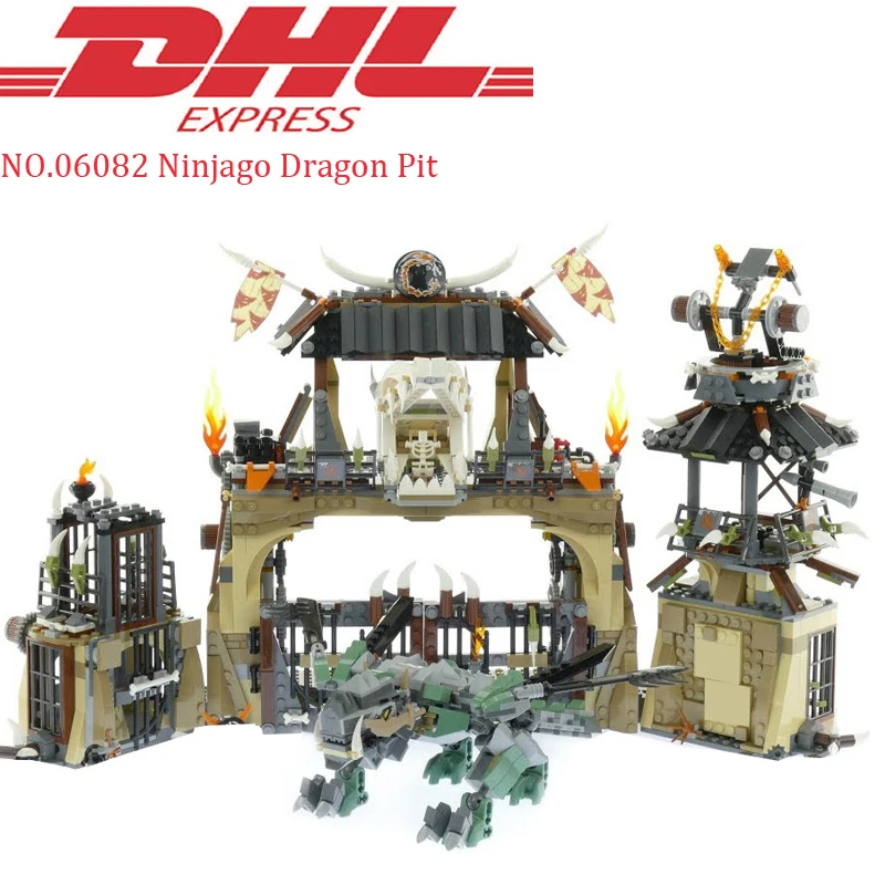 

2018 New Lepin 06082 1859Pcs Ninja Figure Dragon Pit Kai Set Model Building Kits Blocks Bricks Toy For Children Compatible 70655
