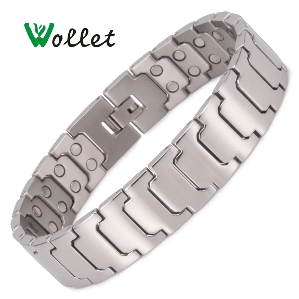 Wollet Jewelry Simple Design Titanium Bracelet for Men Silver