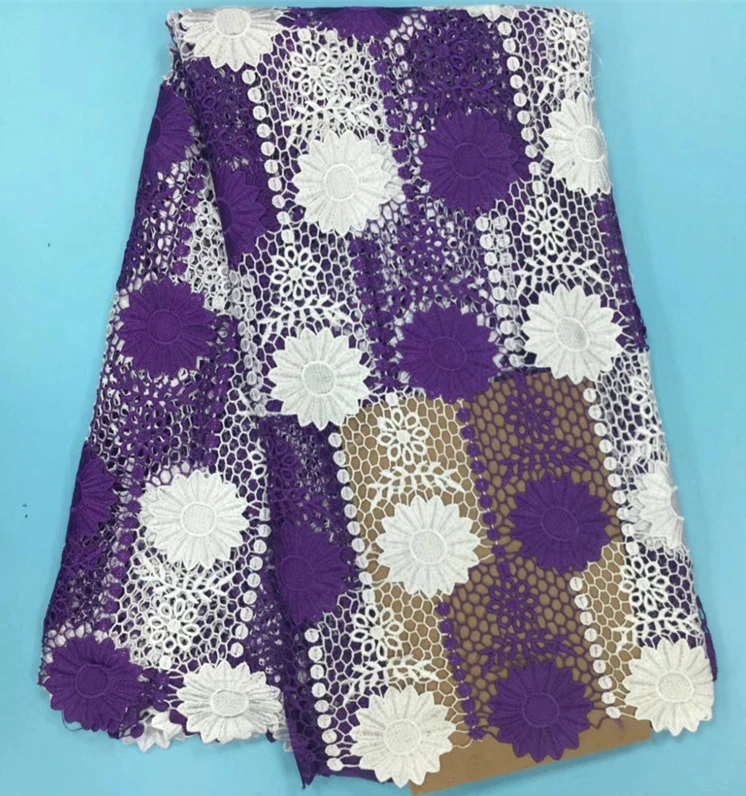 

Wholesale Embroidered Cord Lace African Guipure Laces Fabrics High Quality Nigerian Water Soluble Lace 2017 With sequins