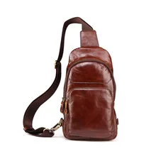 New High-grade genuine leather men chest bags leisure brown color chest pack men messenger bag cowhide mobile bag