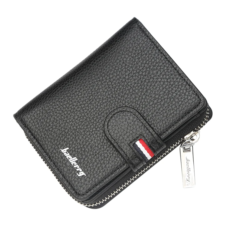 PU Leather Men Design Short Wallet Card Holder Wallet Luxury Man Purse Brand Card Case Male Fashion Man Zipper Purse for Men NEW