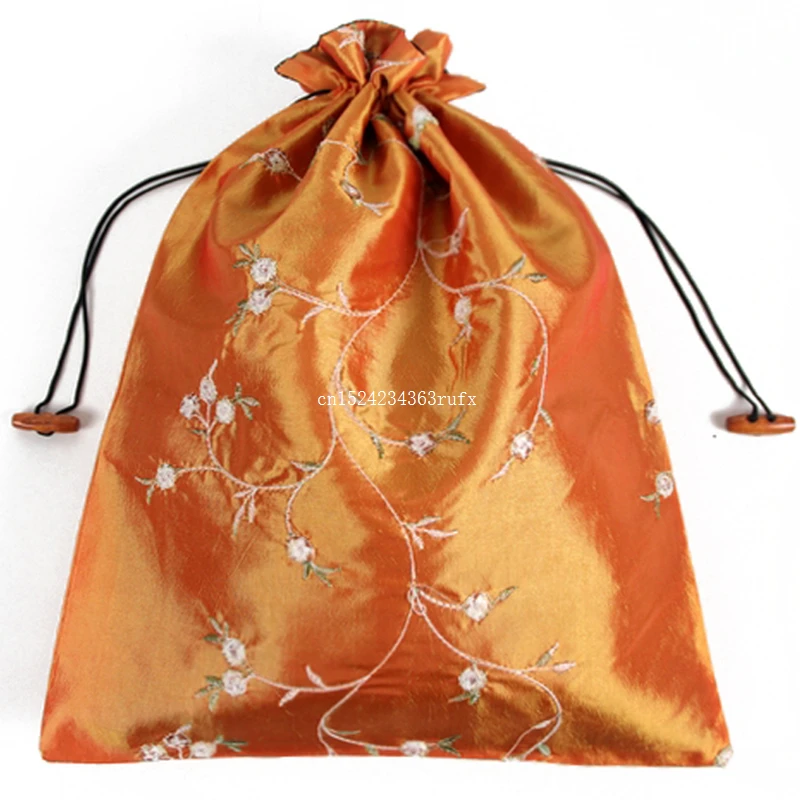 200 pcs 중국어 번체 저장 가방 embroiderd drawstring 저장 가방 여성 highheel 실크 구두 가방 파우치 지갑 27*37 cm