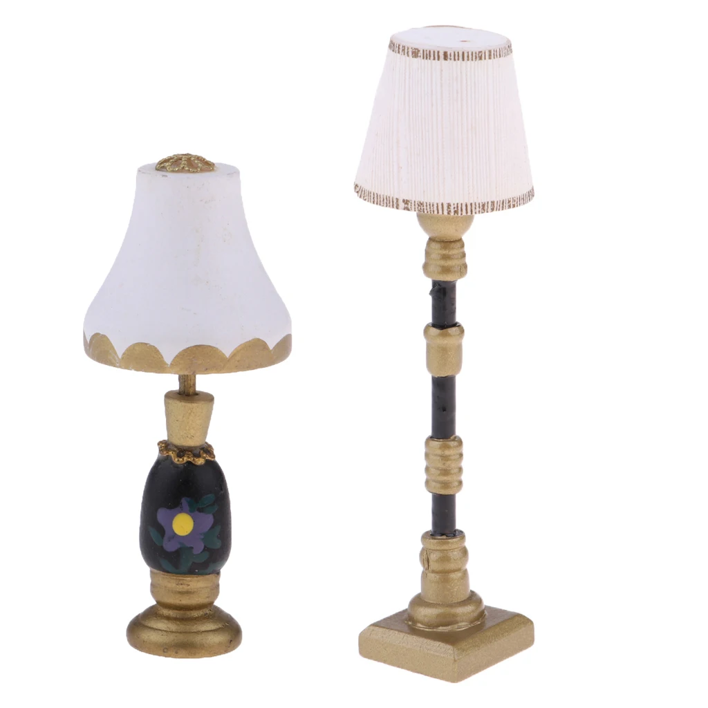 1/12 Dollhouse Miniature Furniture Bedside Lamp Floor Lamp & Table Lamp Light Model Dollhouse Miniature