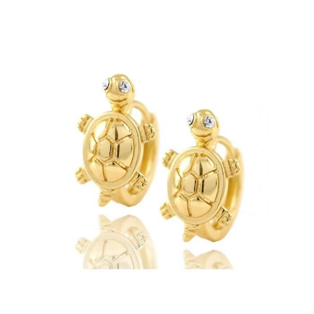 Lovely Animal turtle Earrings Yellow Gold Filled Children Hoop Earrings ...