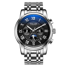 SOLLEN Mens Watches Top Brand Luxury Full Steel Automatic Mechanical Men Watch Classic Male Clocks High Quality Watch