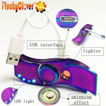 1 шт., светодиодный usb-прикуриватель, зарядка, Спиннер, облегчение, антистресс, гироскоп, игрушка, EDC, металлическая зажигалка для спиннера, игрушки