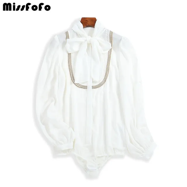 MissFoFo 2018 Новый Модные женские туфли рубашка Офисные женские туфли лук сплошной Черный и белый цвет; размеры S-XXL Бисер высокое качество