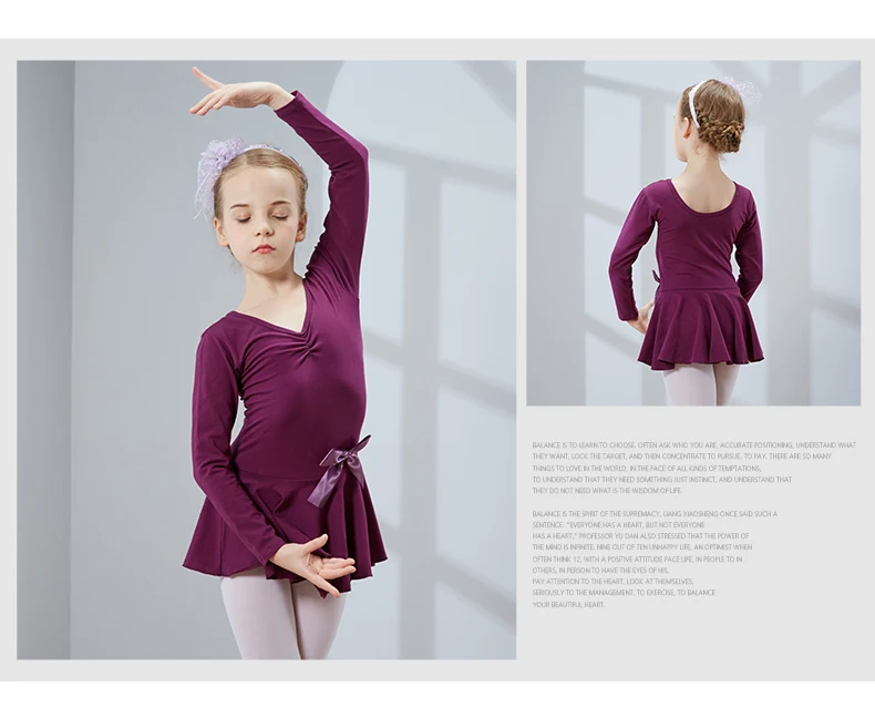 Новые детские танцевальные костюмы; детское платье для танцев; Балетные юбки с длинными рукавами для девочек; тренировочное танцевальное