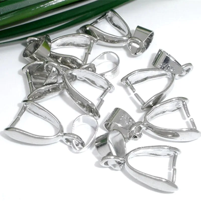 100Pcs Silver Tone Pinch Bail Beads For Necklace Pendants Charm Jewelry