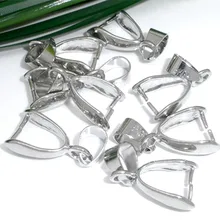 20Pcs Pinch Bail Beads Pendants Copper For Charm Necklaces Silver Tone Jewelry DIY Findings 9x21mm