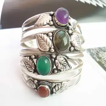 

BB-399 Nepal Vintage Open Cuff Bangle Copper Inlay Various Beads Bracelets for Girls New Arrival 2019