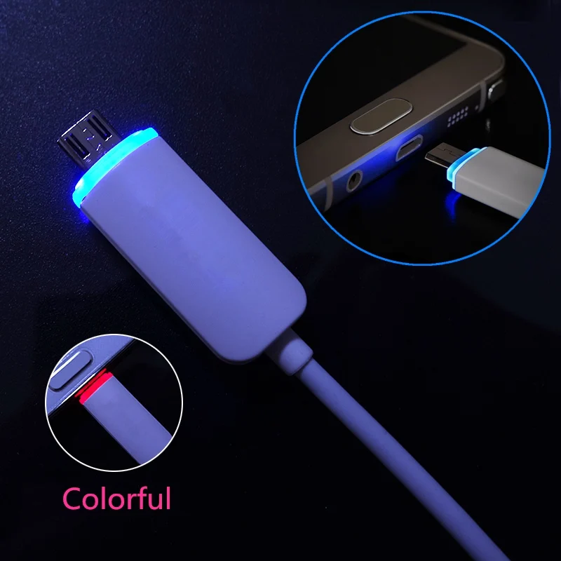  New 1M LED Light Micro USB Charger Data Fast Sync Cable For Samsung Galaxy S4 S3 Note 2 N7100 Mobile Phone Charging Cables 