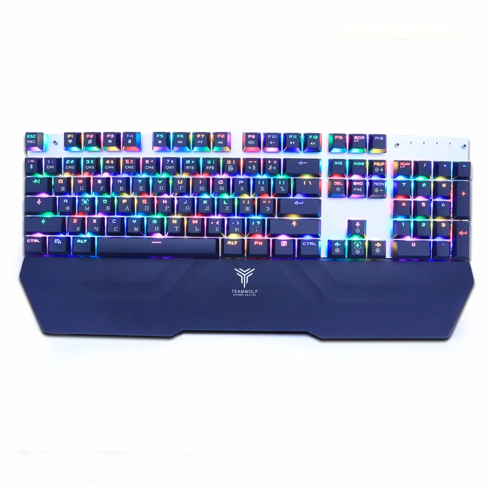 Bluetooth Беспроводная игровая механическая клавиатура светодиодный RGB с подсветкой Teclado Anti-ghosting для геймера телефона ipad ПК Русский Английский