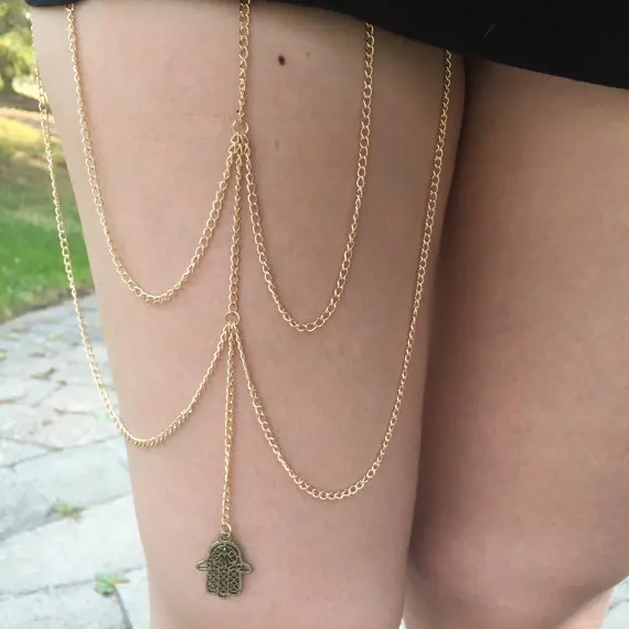 Buy Gold Leg Chain, Body Chain, Thigh Chain, Harness