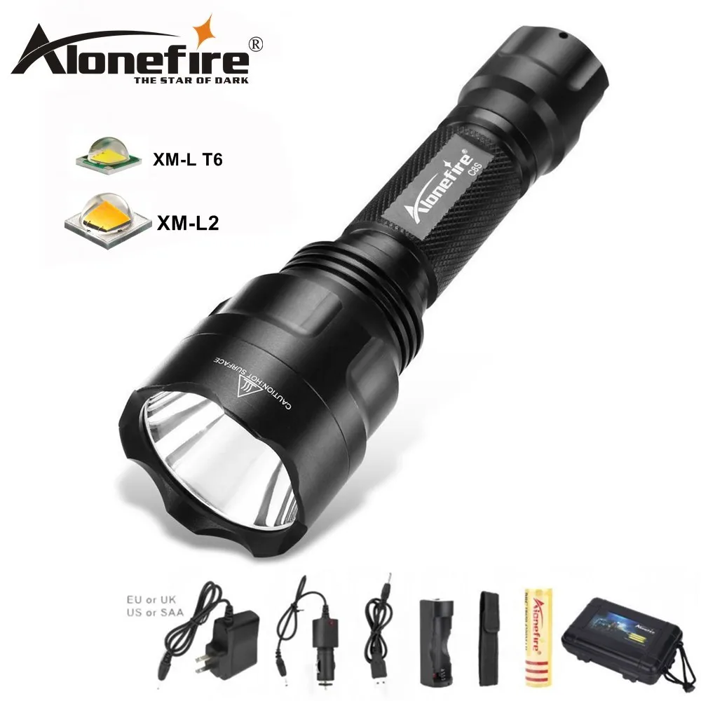 

ALONEFIR CREE C8s led flashlight cree L2 hight power 4000 lumens 5 mode torch lanterna light for camping without 18650 battery