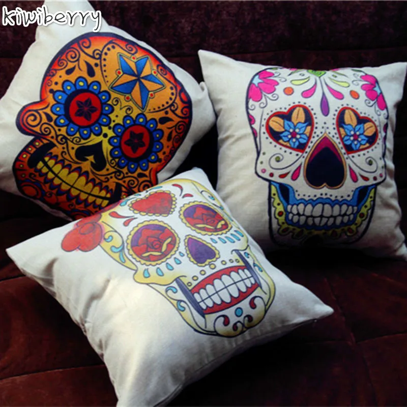 Halloween Square Skull Cushion Decorative Throw Pillow Sofa Home Decor Almofada Cojines Decorativos Head Cartoon Mexico Halloween Square Skull Cushion Decorative Throw Pillow Sofa Home Decor Almofada Cojines Decorativos Head Cartoon Mexico