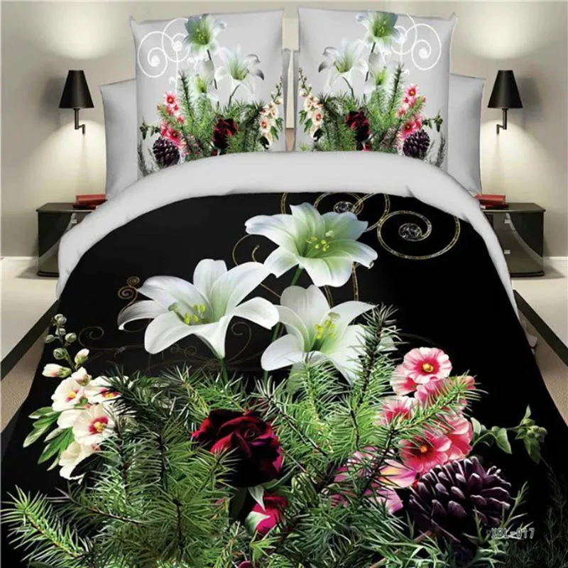 BEST.WENSD home textile 3d Chrysanthemum bedding set,Home textiles 4pc family set,Include:bed sheet,duvet cover pillowcase