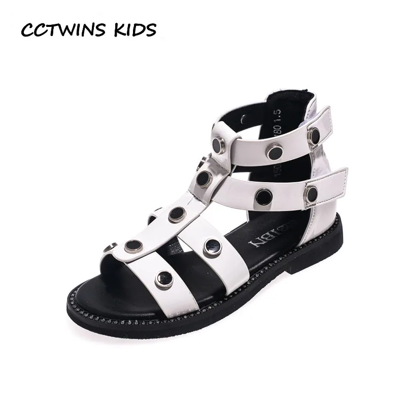 

CCTWINS Kids Shoes 2019 Summer Children Fashion Princess Stud Shoes Babys Brand Gladiator Sandals Girls Pu Leather Flat BG109