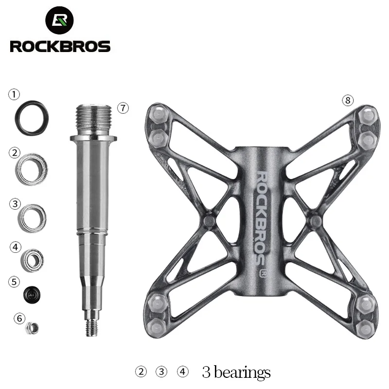 

ROCKBROS 3 Bearing Bicycle Pedals Magnesium Alloy Ultralight BMX MTB Road Bike Cycling Riding CNC Pedals Bicycle Bike Parts 217g