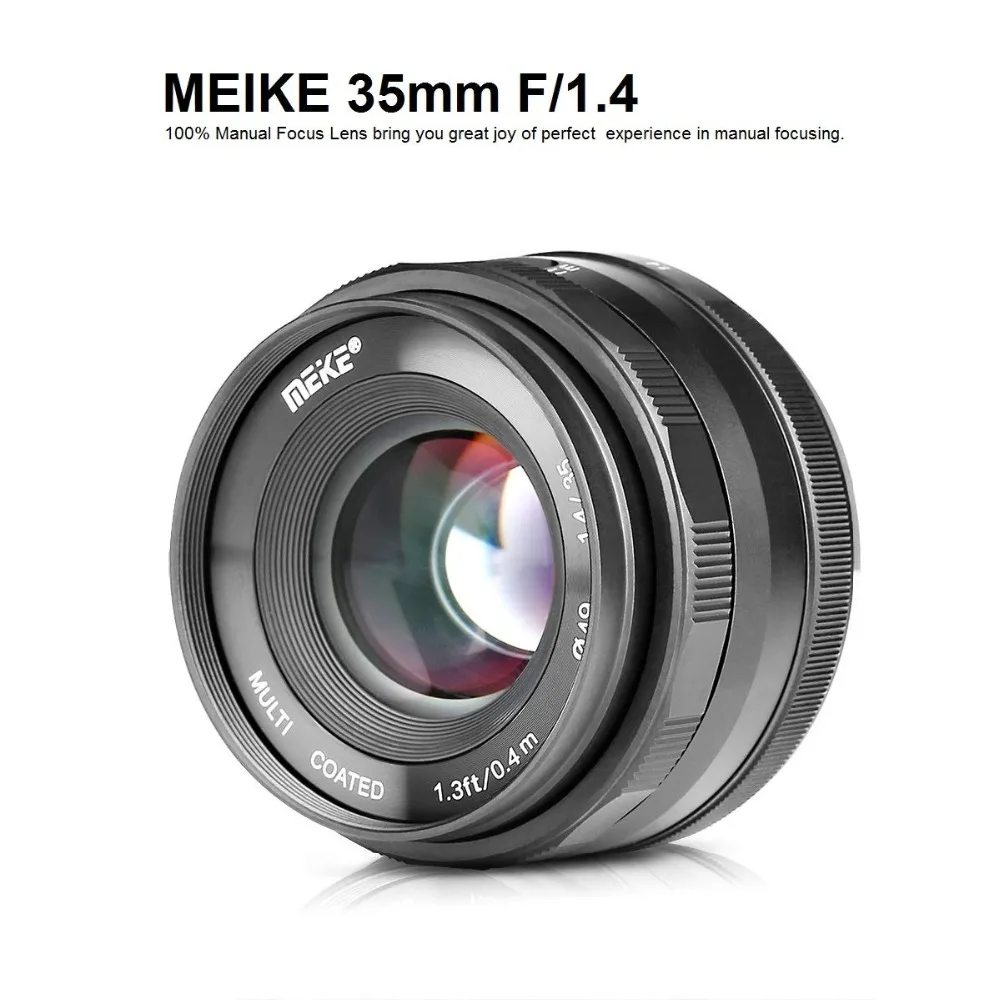 Ручная фокусировка Meike 35 мм f1.4 для Fuji X mount/для Sony E Mount/для Panasonic Olympus M4/3 Camera A7 A6300