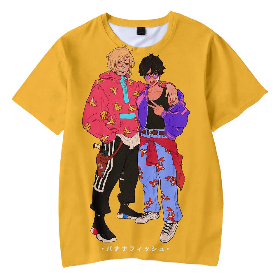 

2019 NEW 3D BANANA FISH fashion Tshirt Yellow Kpop Casual hot Style Boys and Girls Tshirts trend Summer Anime Soft Tshirt