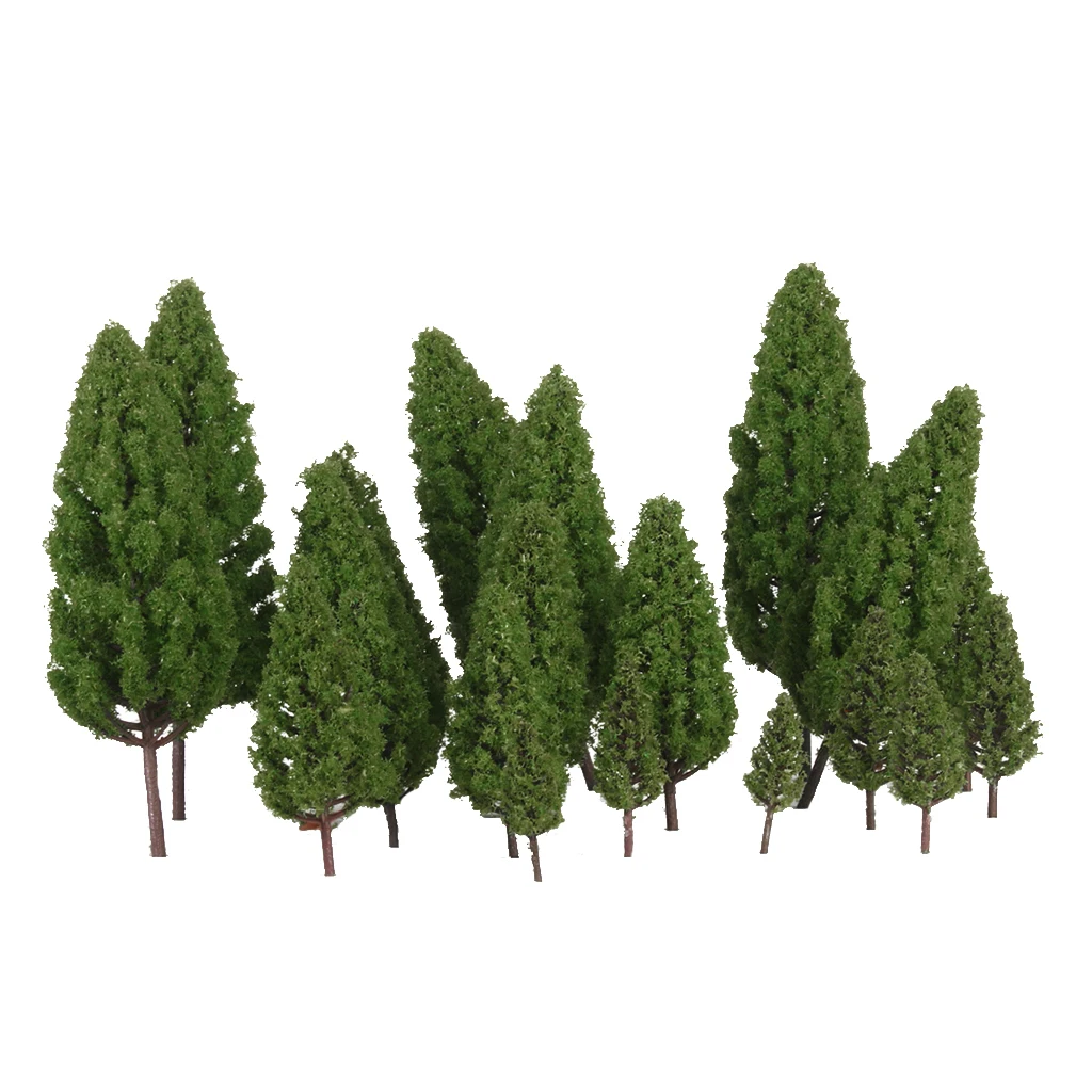 20Pcs Tower Shaped Trees Model Train Park Garden Street Village Layout Scenery Scene Landscape 1:50-400 Green