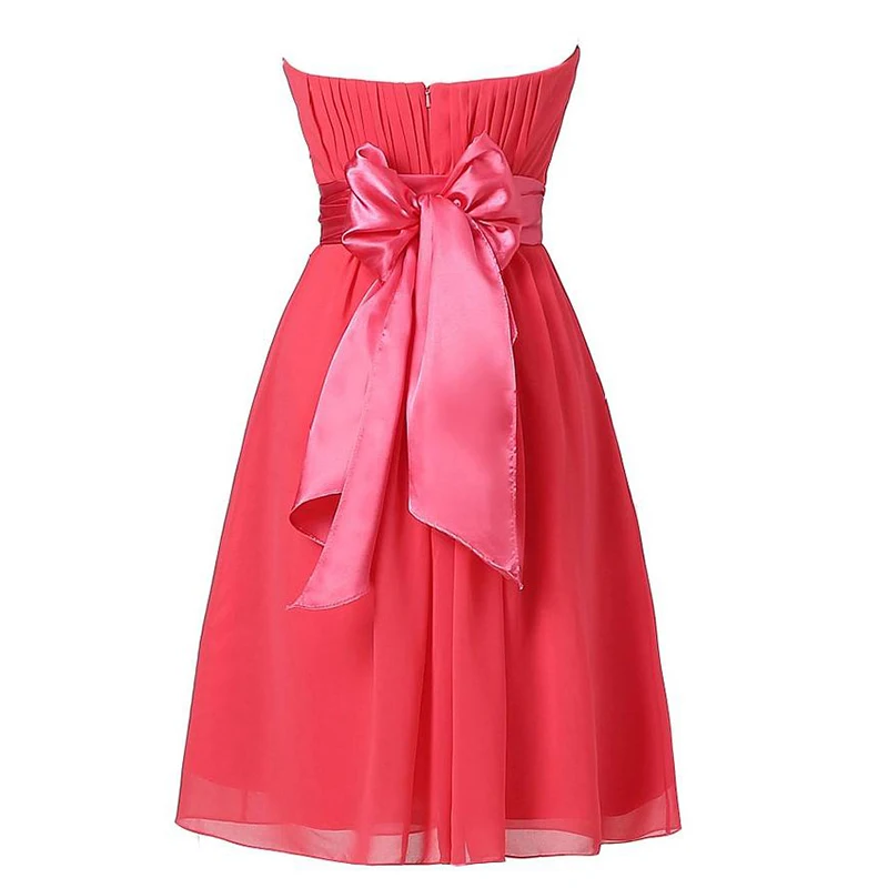 AXJFU princess big bow flower chiffon pink Bridesmaid Dress a-line Special color strapless white black blue bow Bridesmaid Dress AXJFU princess big bow flower chiffon pink Bridesmaid Dress a-line Special color strapless white black blue bow Bridesmaid Dress