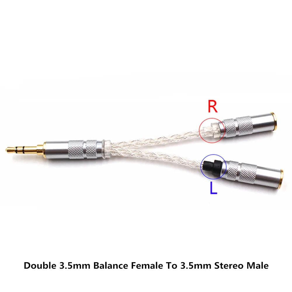 Audiocrast 8Cores Silver Plated 2 5mm balanaced plug to 2x2 5mm headphone upgraded cable