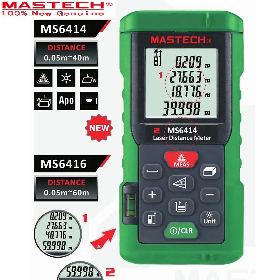 Digital Rangefinder 40M +/ 2mm Accuracy Laser Distance Area Volume