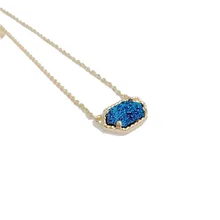 10 Colors Drusy Hexagon Pendant Necklace druzy oval necklaces gold Colour chain fashion brand jewelry For women girls KS 01