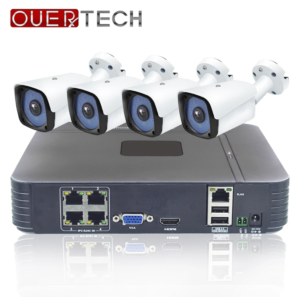

OUERTECH 4CH 720P/1080P NVR Kit POE CCTV Security System waterproof Indoor Outdoor IP Camera P2P Video Surveillance System