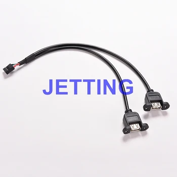

JETTING 1PC High Speed 30cm/1FT 2 Dual Port USB A Female to Internal 9 Pin Header Adapter PCB Motherboard Cable for PC MainBoard