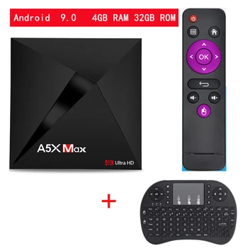 

A5X Max 4GB RAM 32GB ROM Smart TV BOX Android 9.0 RK3318 Quad Core WiFi 4K IPTV Netflix Youtube Mi Set-top box Media Player