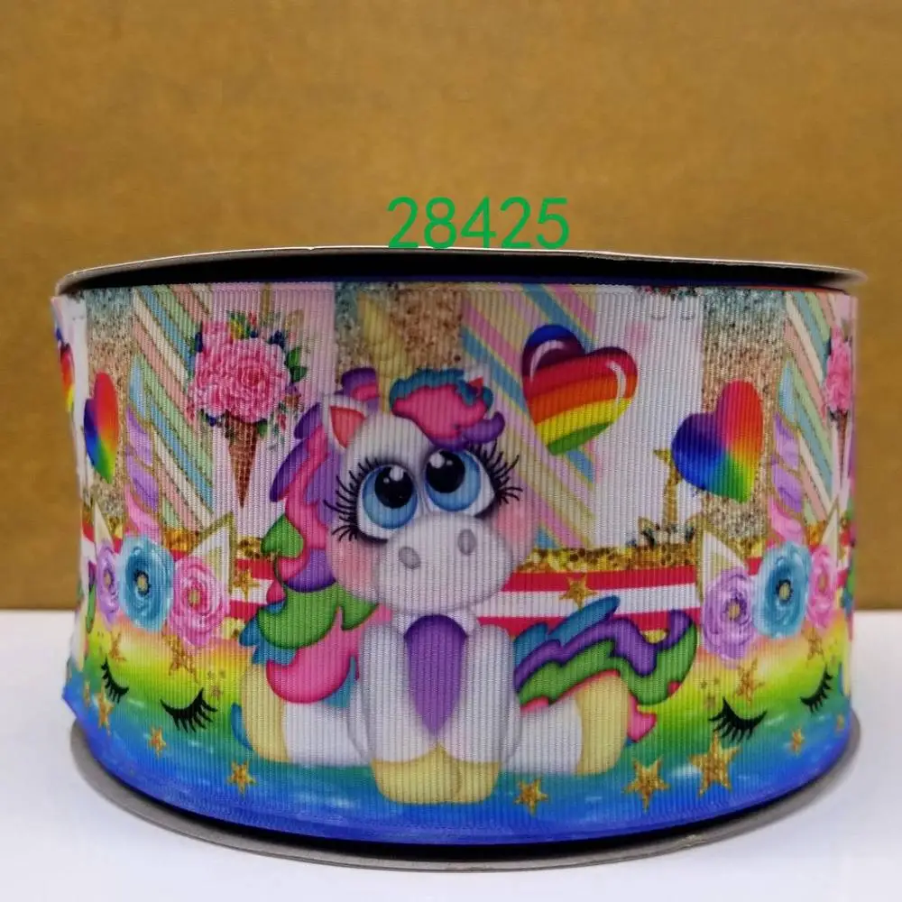 50 ярдов в размер единорог лента напечатанная grosgrain лента 28440 - Цвет: 28425