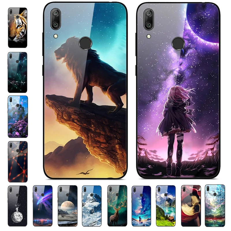 

Phone Cases For Huawei Y7 2019 Tempered Glass Hard Back Cover For Huawei Y7 2019 Case Y 7 2019 Covers Soft Bumper Art Coque 6.26