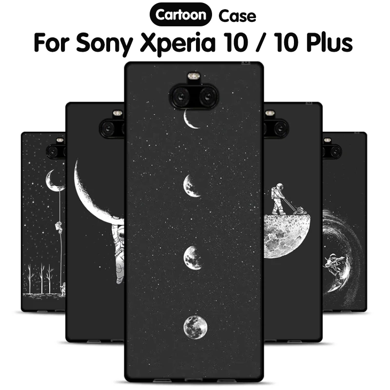 

EiiMoo Silicone Case Cover For Sony Xperia 10 Plus Case Cartoon Matte Thin Soft TPU Back Coque For Sony Xperia 10 Case Cover