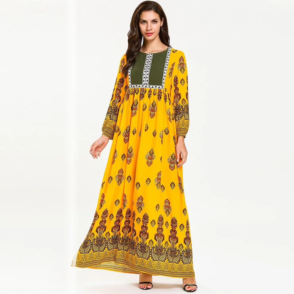 Модный принт в мусульманском стиле abaya парадные платья для женщин женское платье