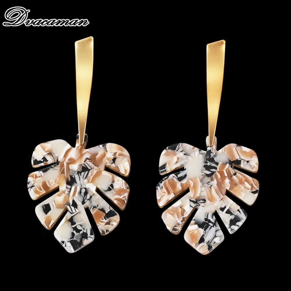 

Dvacaman Designs Leaf Long Drop Earrings for Women Fashion Resin Dangle Statement Earrings Wedding Party Gifts Jewelry Brincos
