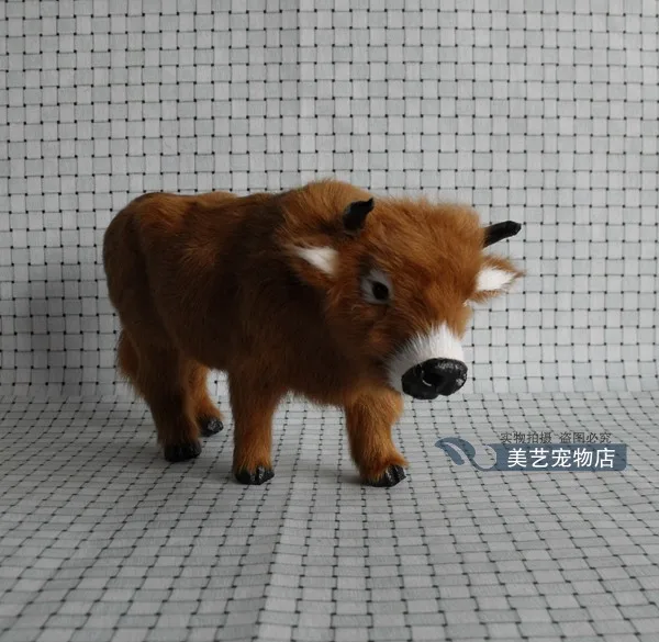 simulation yellow cattle 25x7x13cm  toy model polyethylene&furs cattle model home decoration props ,model gift d114