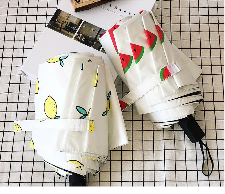 

Fashion New Japanese umbrella 3 folding 8K Sun Rain UV Non-Automatic umbrella For Women Lovely Fruit Paraguas umbrella