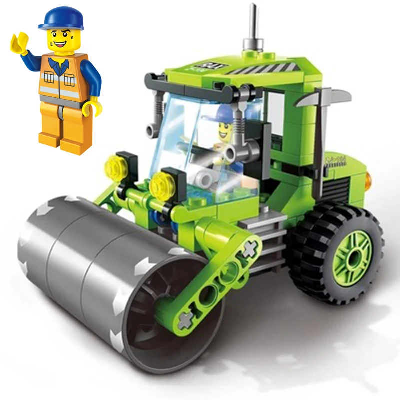 

102pcs City Engineering Road Car Model Building Blocks Kits Assembly Plastic Spell Plug Small Brick Boys Toys Complite Legoings
