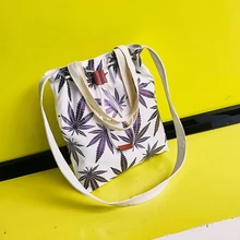 Новинка, летняя женская Холщовая Сумка для покупок с листьями, пляжная сумка на плечо, Женская Повседневная сумка для покупок, сумки-мессенджеры